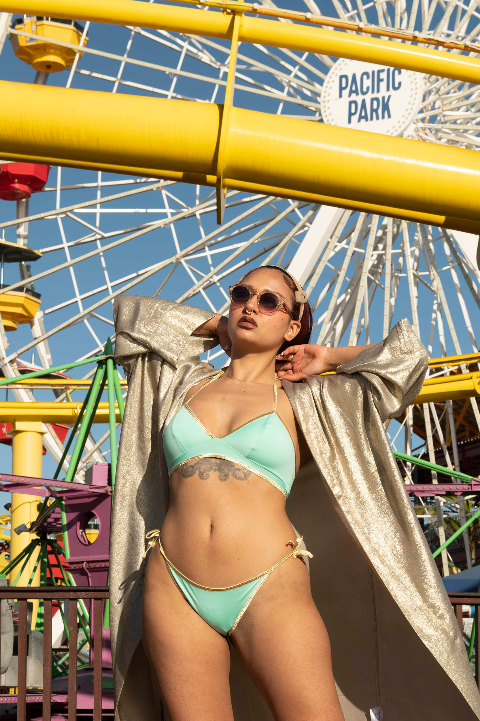 Anna - Bas de maillot de bain bikini Bleu Lagoon (devant)