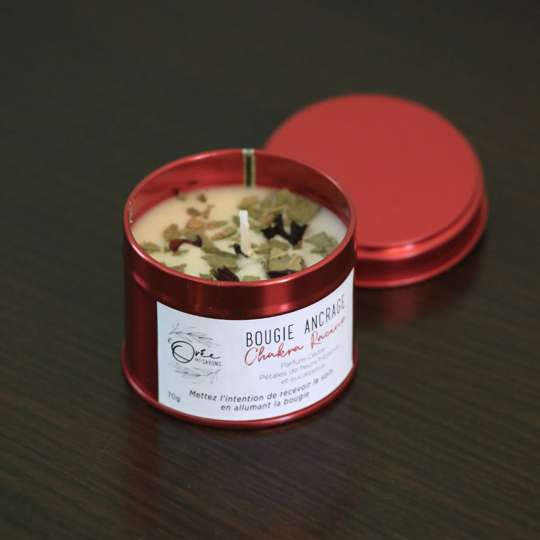 Bougie soin énergétique Chakra Racine – Ancrage 3