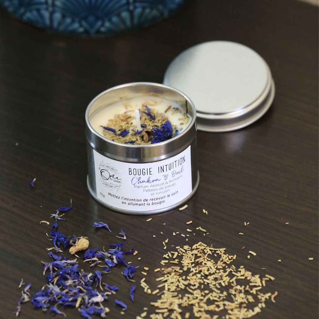 Bougie soin énergétique Chakra 3e Œil - Intuition & Vision 4