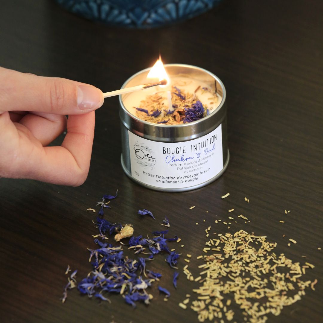 Bougie soin énergétique Chakra 3e Œil - Intuition & Vision 2
