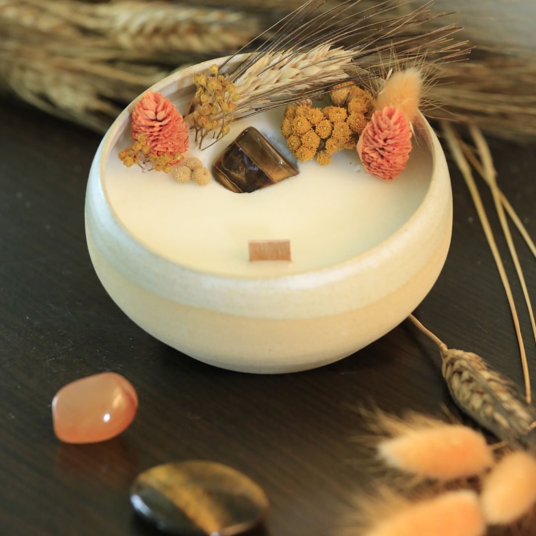 Bougie de soin Nettoyage Energétique - lithothérapie Oeil de tigre 2