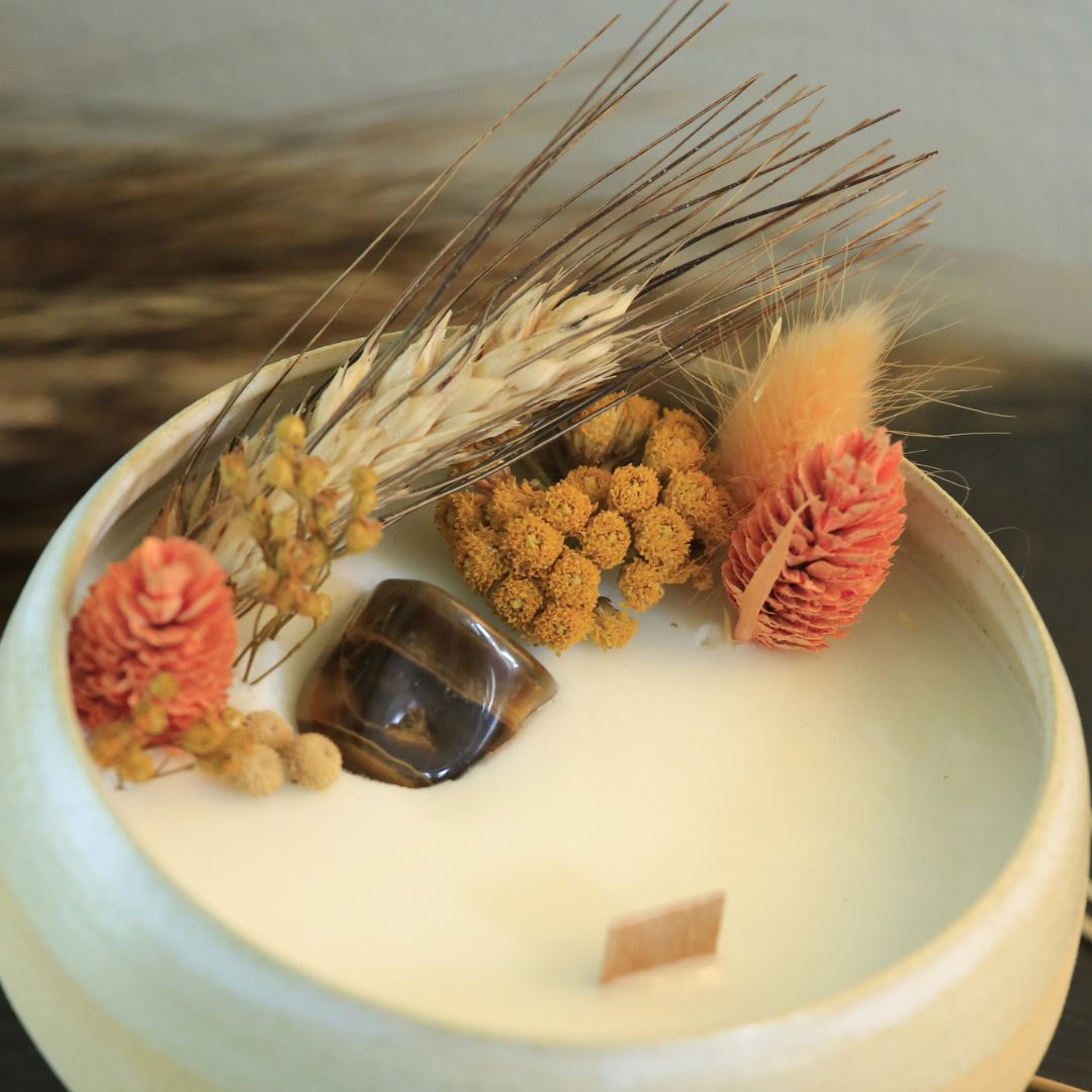 Bougie de soin Nettoyage Energétique - lithothérapie Oeil de tigre 3