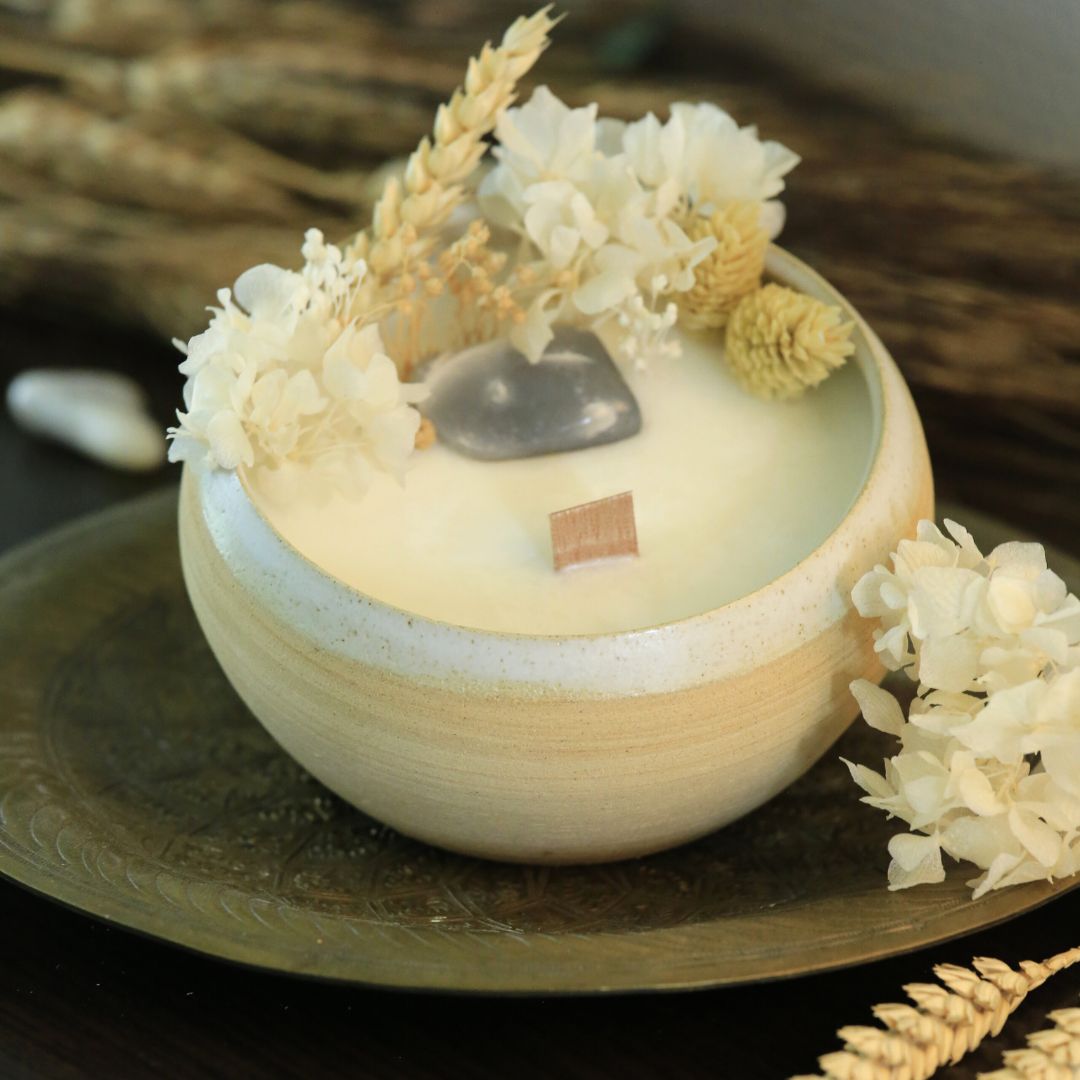 Bougie soin énergétique Rituel de Lune - lithothérapie Pierre de lune 2