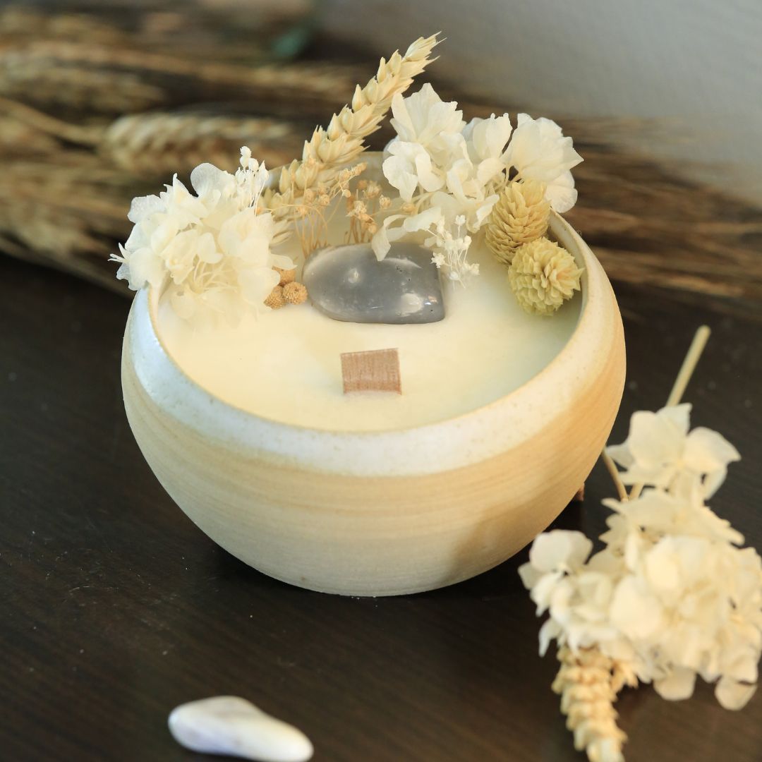 Bougie soin énergétique Rituel de Lune - lithothérapie Pierre de lune 3