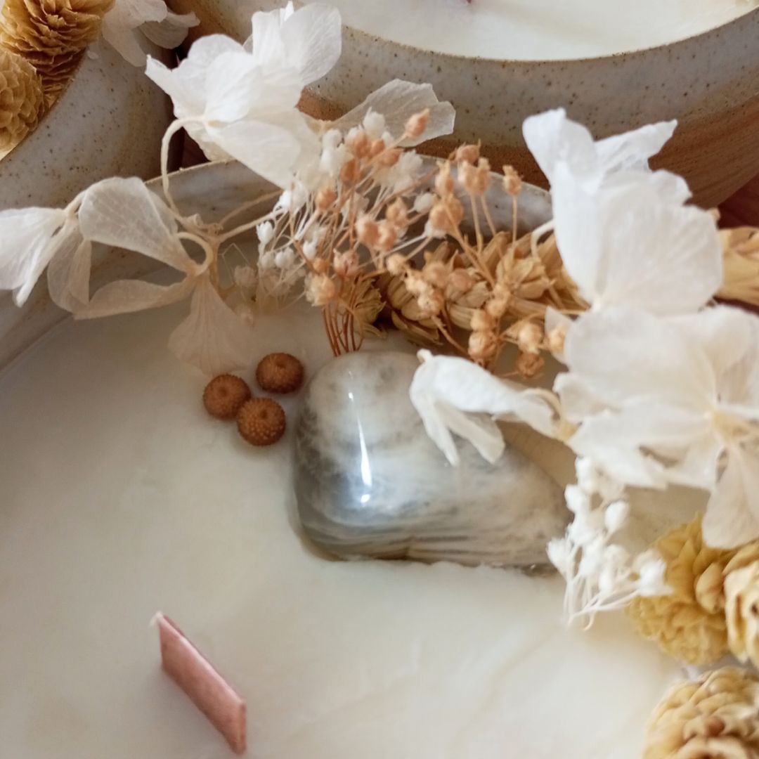 Bougie soin énergétique Rituel de Lune - lithothérapie Pierre de lune 5