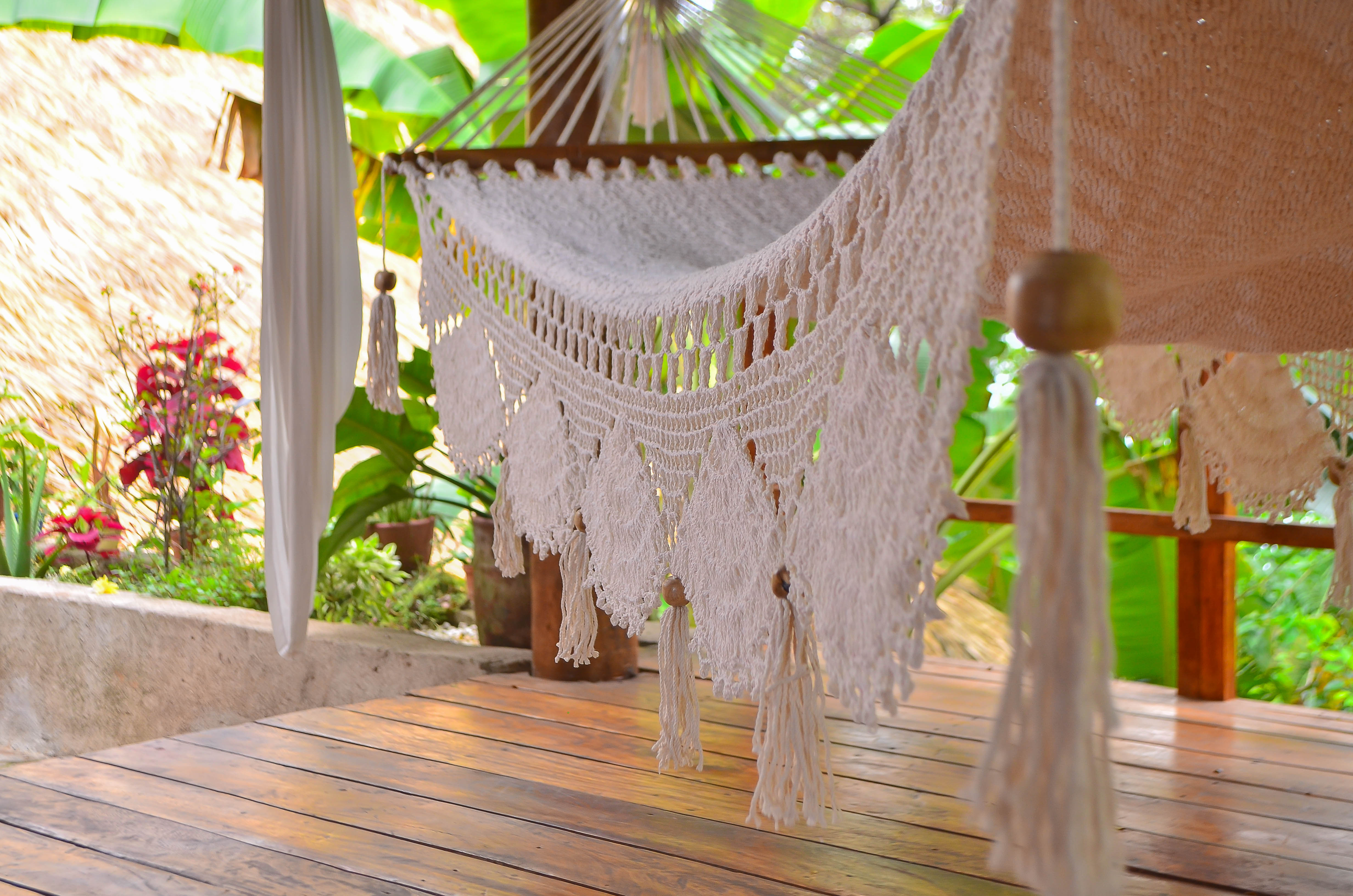 Hamac traditionnel gris en coton torsadé, poids max : 170kg