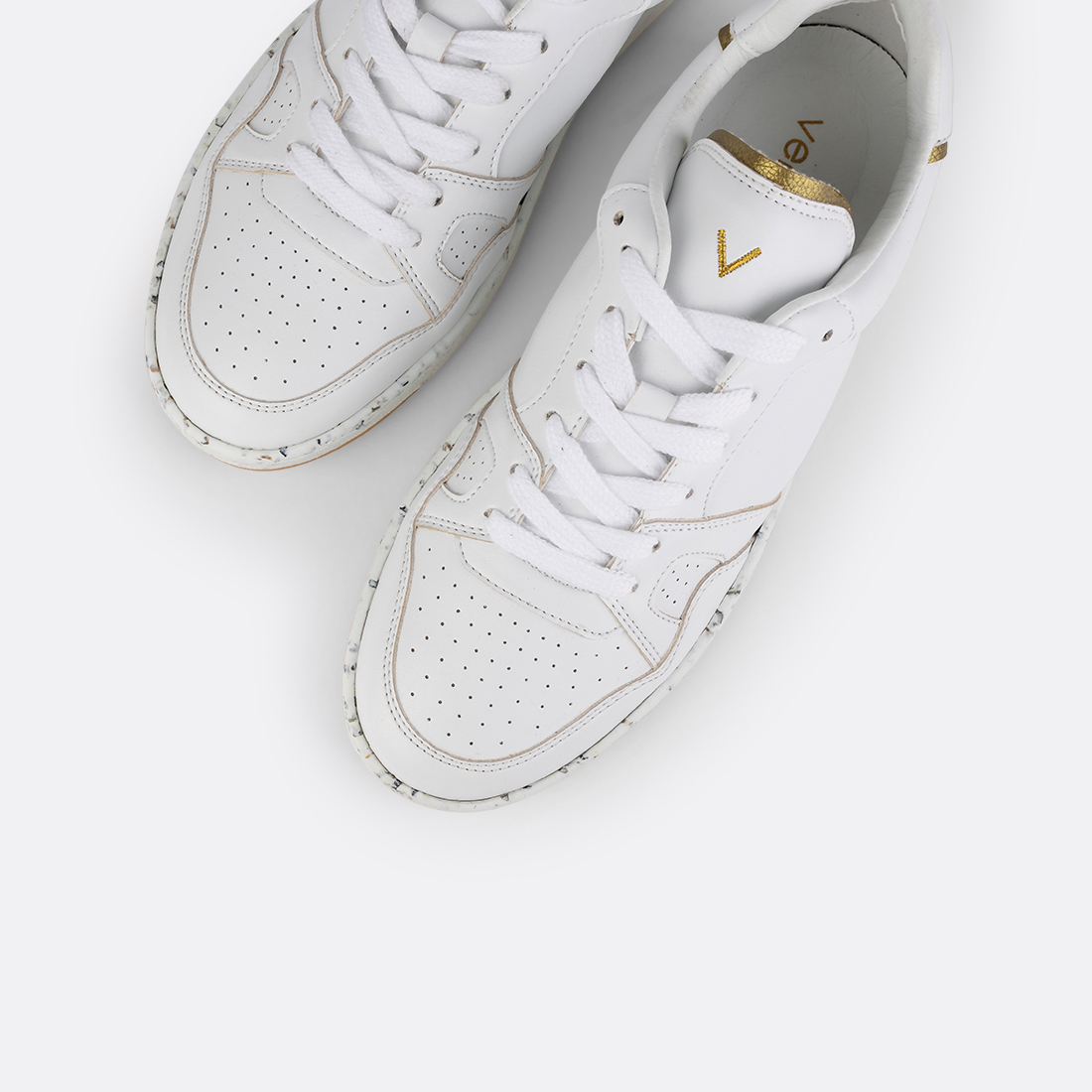 Valens-002 Baskets Retro Blanches & Or 5