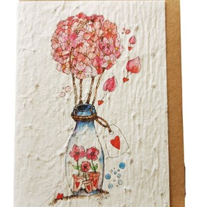 Carte ensemencée – Montgolfière hortensia