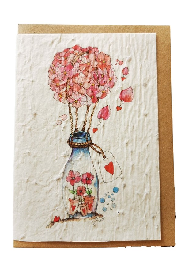 Carte ensemencée – Montgolfière hortensia 2