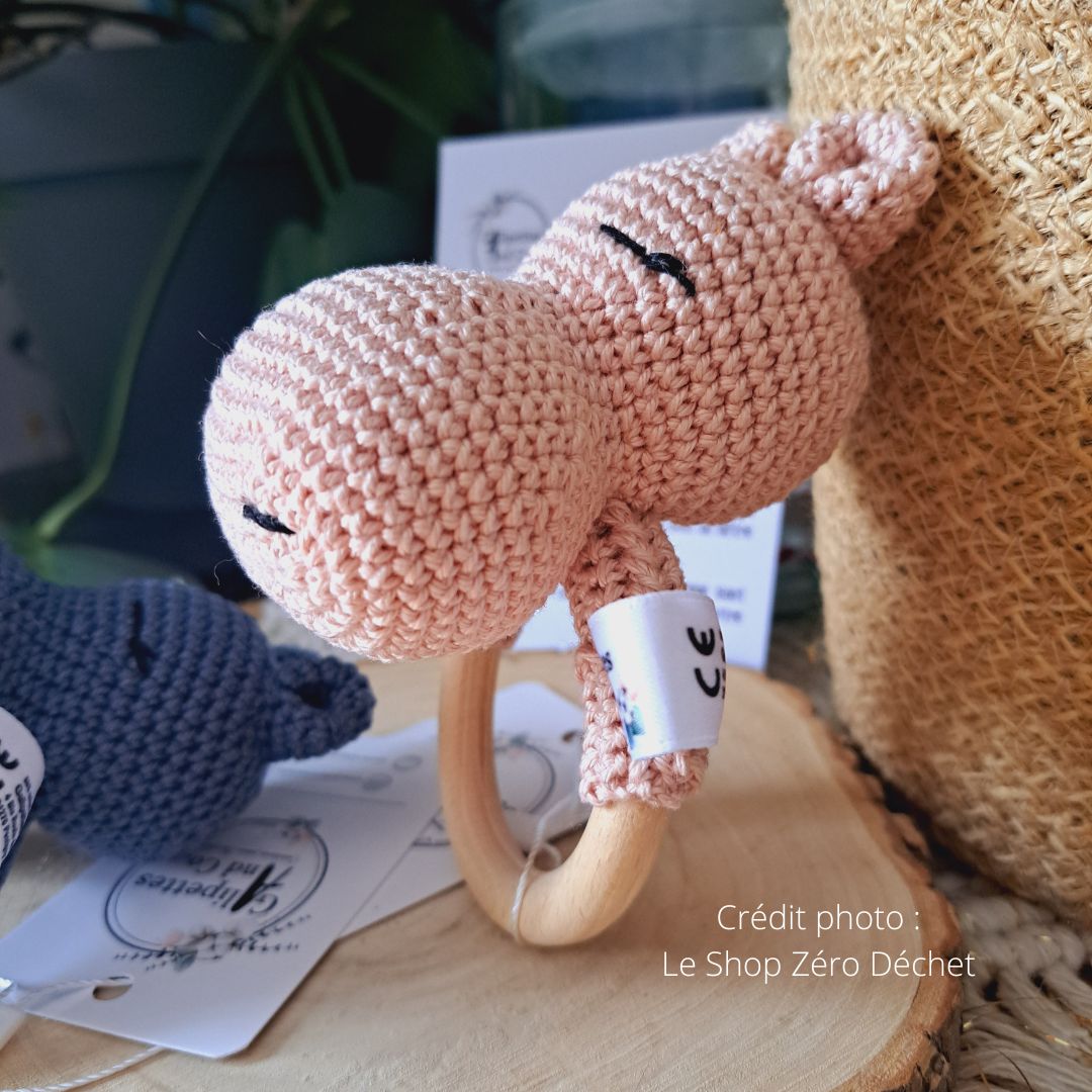 Hochet (anneau + peluche) de dentition artisanal - Galipettes and Co 4