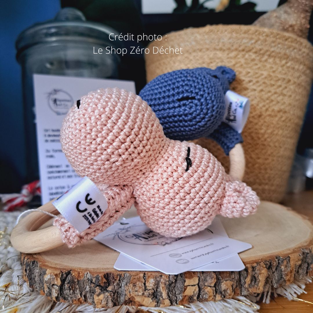 Hochet (anneau + peluche) de dentition artisanal - Galipettes and Co 6