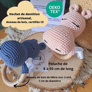 Hochet (anneau + peluche) de dentition artisanal - Galipettes and Co
