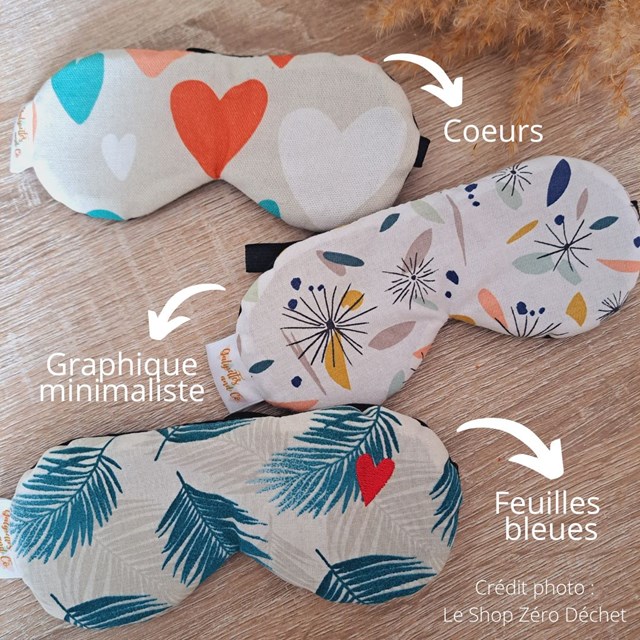 Masque de nuit fait main - Motif Fleurs Bleues - Galipettes and Co 2