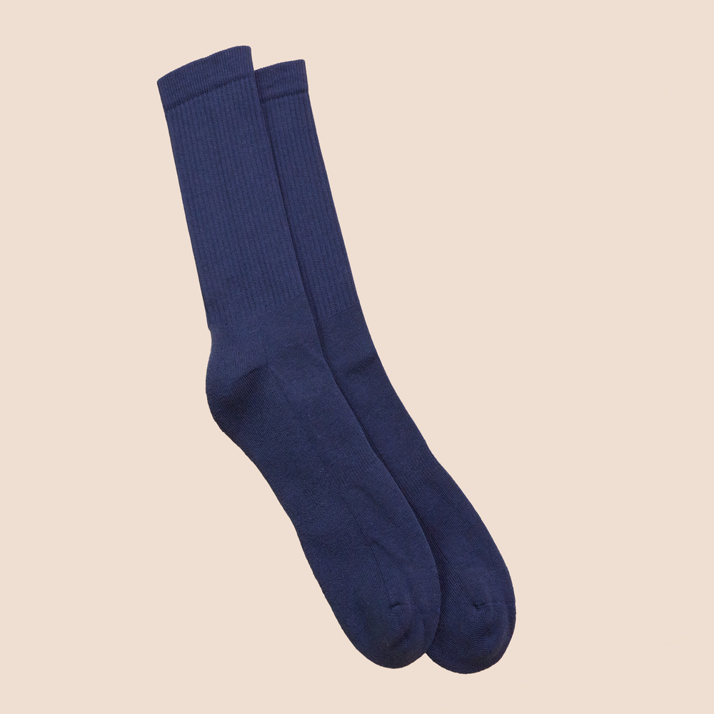 Chaussettes en coton bio unies hautes - bleu acier 3