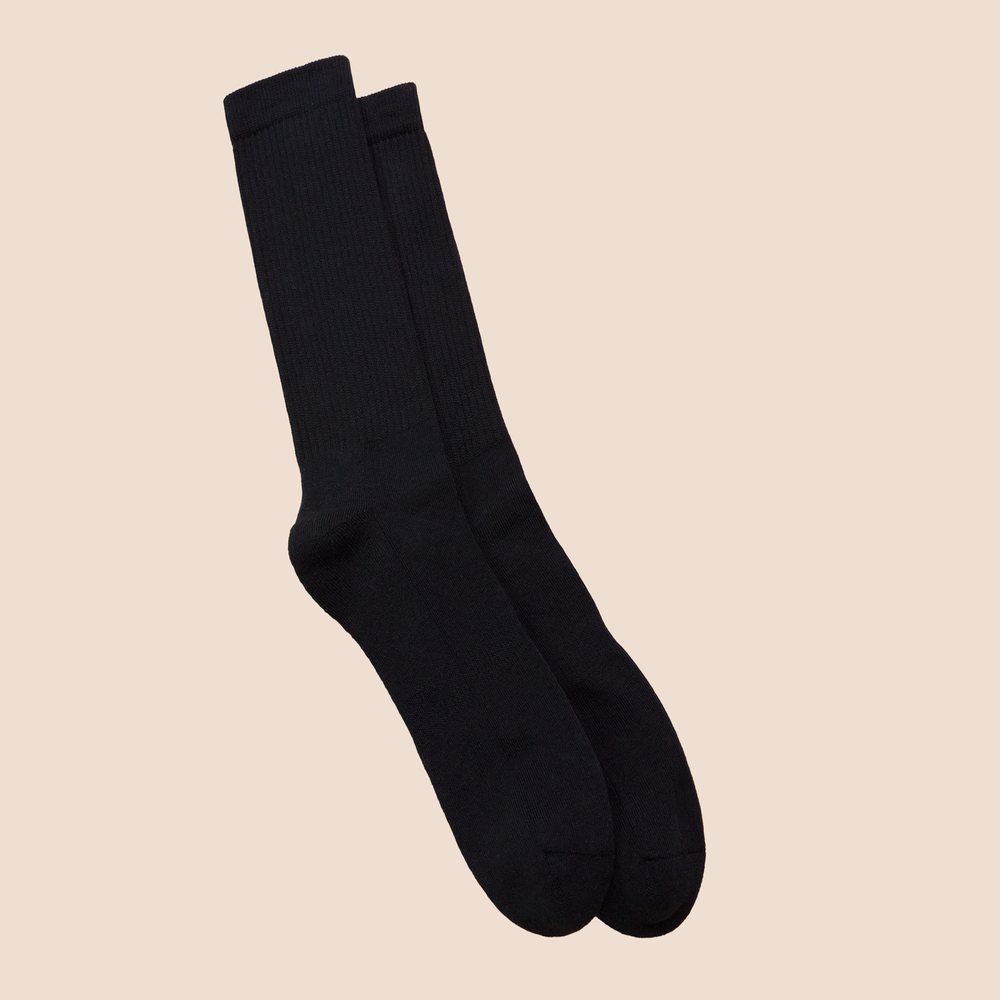 Chaussettes de tennis unies hautes en coton biologique pour hommes noir