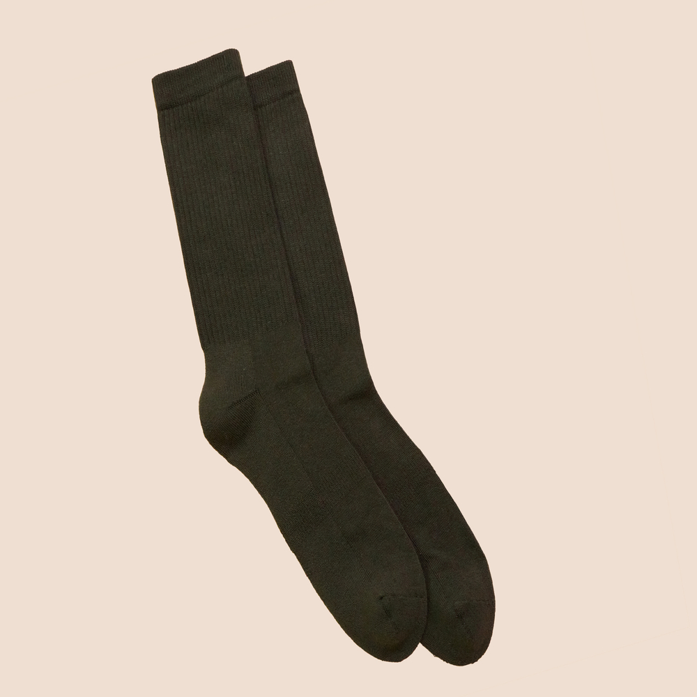 Chaussettes en coton bio unies hautes - vert kaki foncé 3