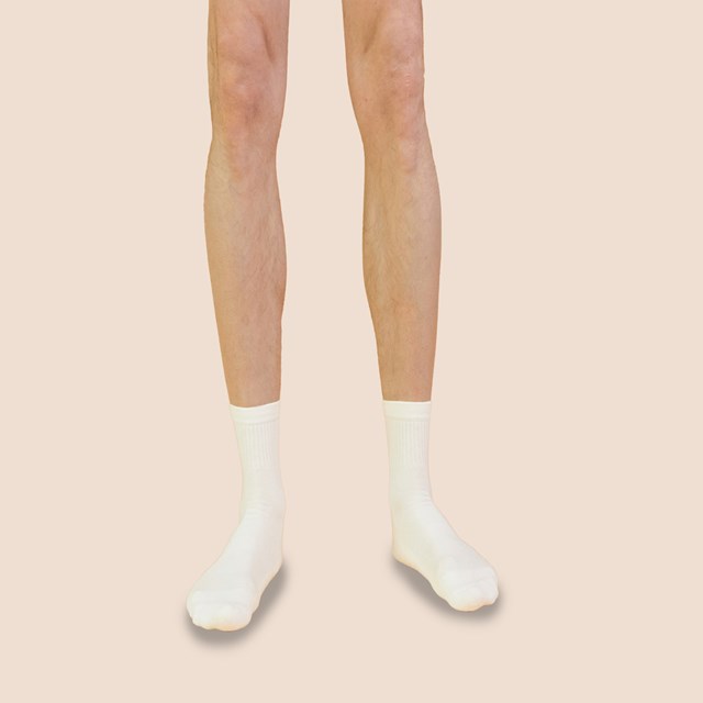 Chaussettes de tennis unies basses en coton biologique pour hommes blanc crème