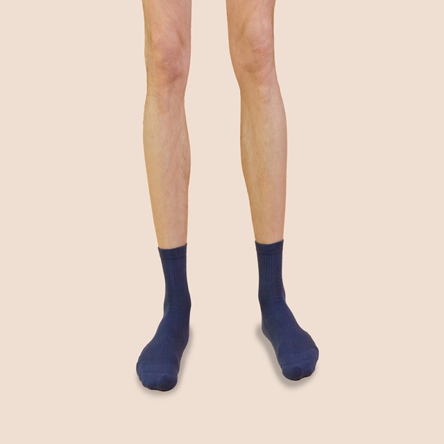 Chaussettes de tennis unies basses en coton biologique pour hommes bleu acier