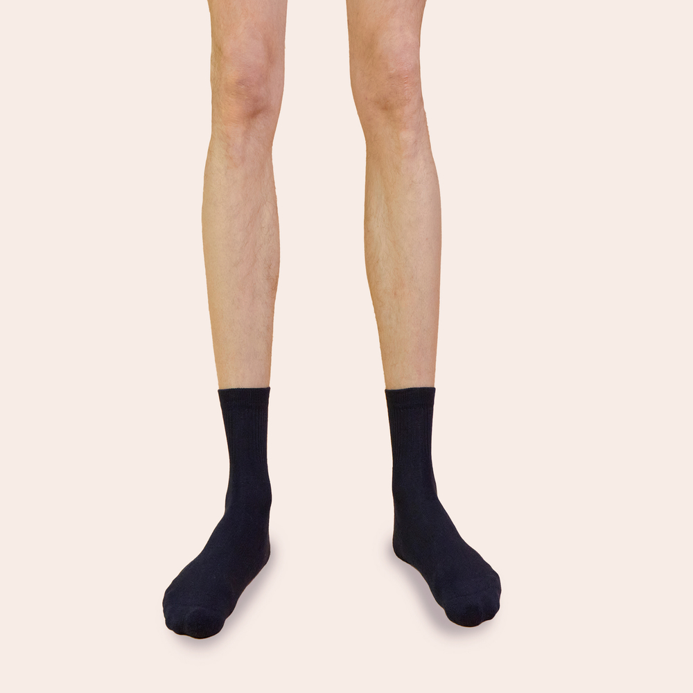 Chaussettes de tennis unies basses en coton biologique pour hommes bleu marine