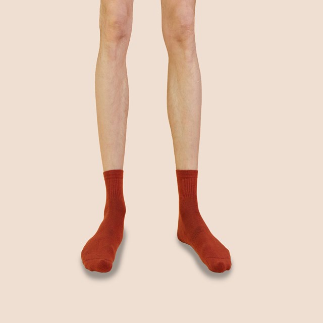 Chaussettes de tennis unies basses en coton biologique pour hommes rouille
