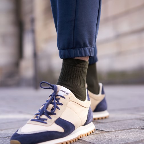 Chaussettes en coton bio unies basses vert kaki foncé