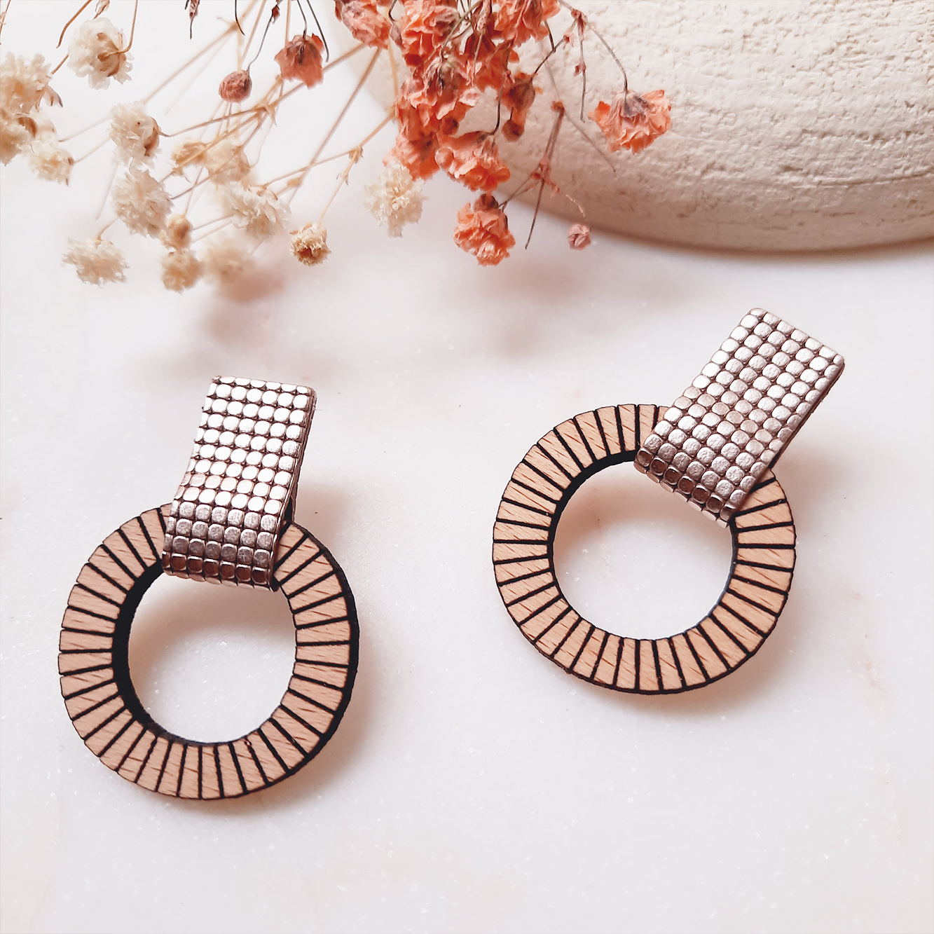 Boucles d'oreilles LOLLIPOPS Rose métallique 2