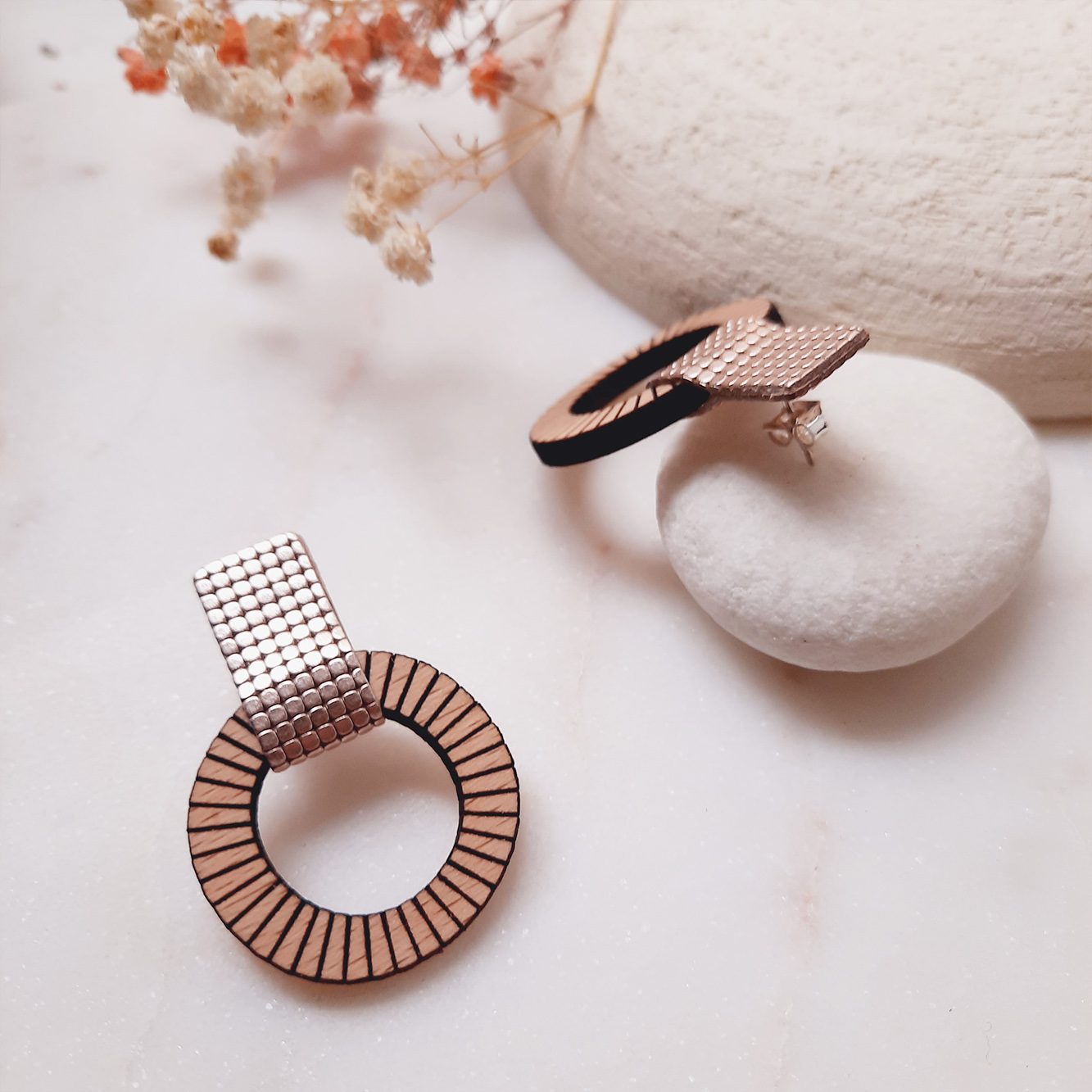 Boucles d'oreilles LOLLIPOPS Rose métallique 3