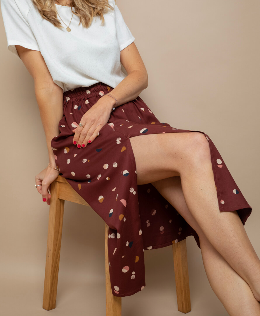 Jupe midi fendue imprimé rouille 100% Viscose EcoVero 4