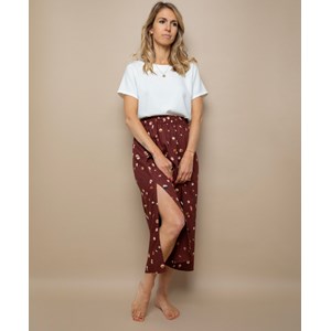 Jupe midi fendue imprimé rouille 100% Viscose EcoVero