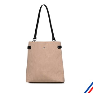 Sac à main Made in France - Toile moka et lance à incendie noire