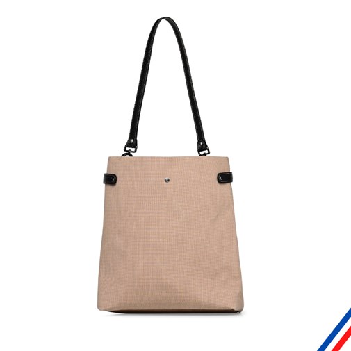 Sac à main Made in France - Toile moka et lance à incendie noire