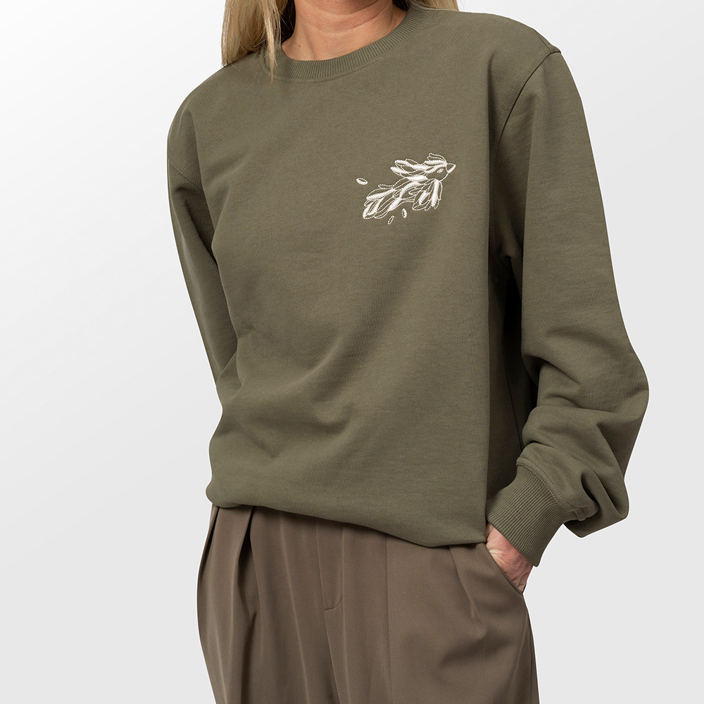 Sweatshirt Bird Olive 4