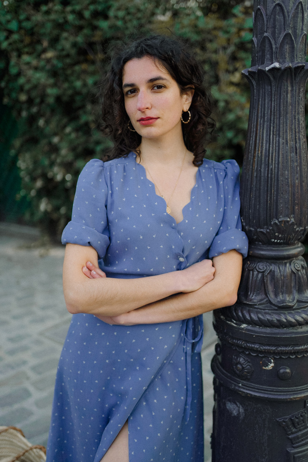 robe portefeuille bleu ciel robe col V robe midi cupro upcyclé made in France