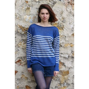 Marinière col bateau 100% lin - BLEU NUIT/LIN