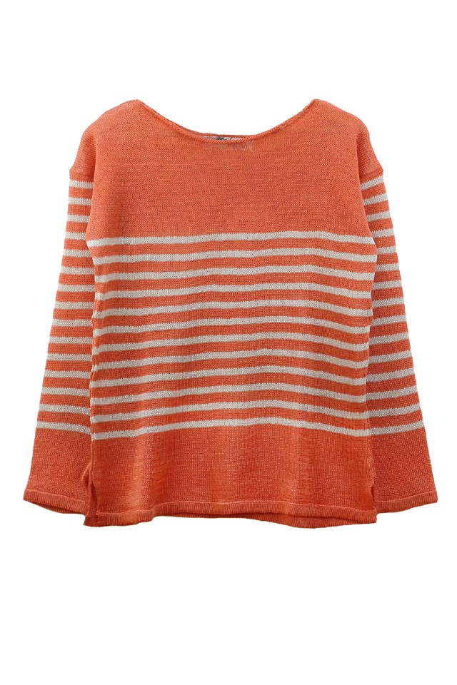 Marinière col bateau 100% lin - LIN/ORANGE 17