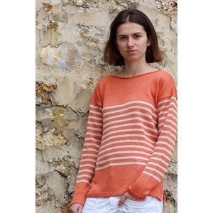 Marinière col bateau 100% lin - CITROUILLE/LIN