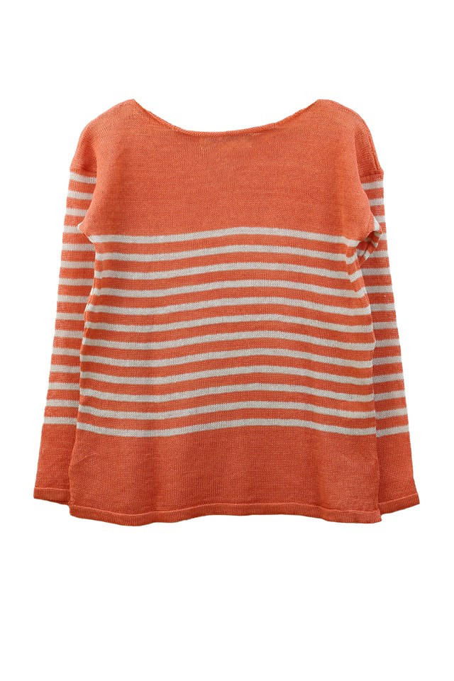 Marinière col bateau 100% lin - LIN/ORANGE 18