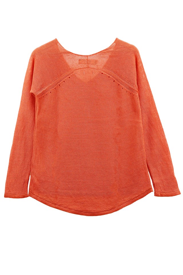 Pull persil col V 100% lin  -CITROUILLE - 100% Made in France 17