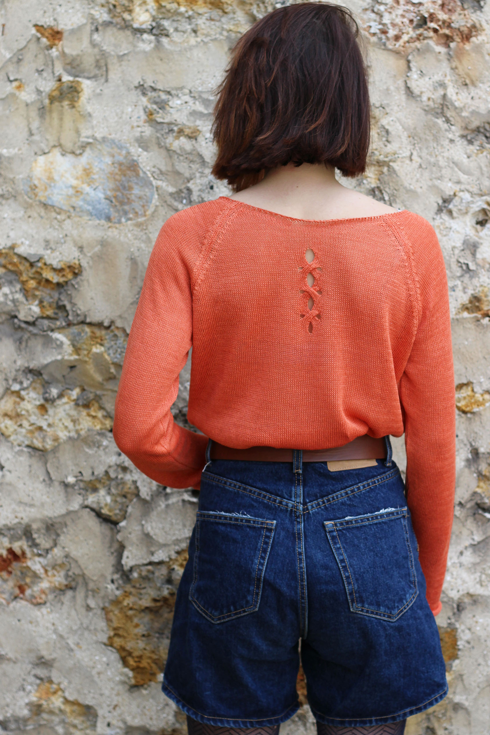 Pull Oseille col bateau 100% lin, Made in France - CITROUILLE 24