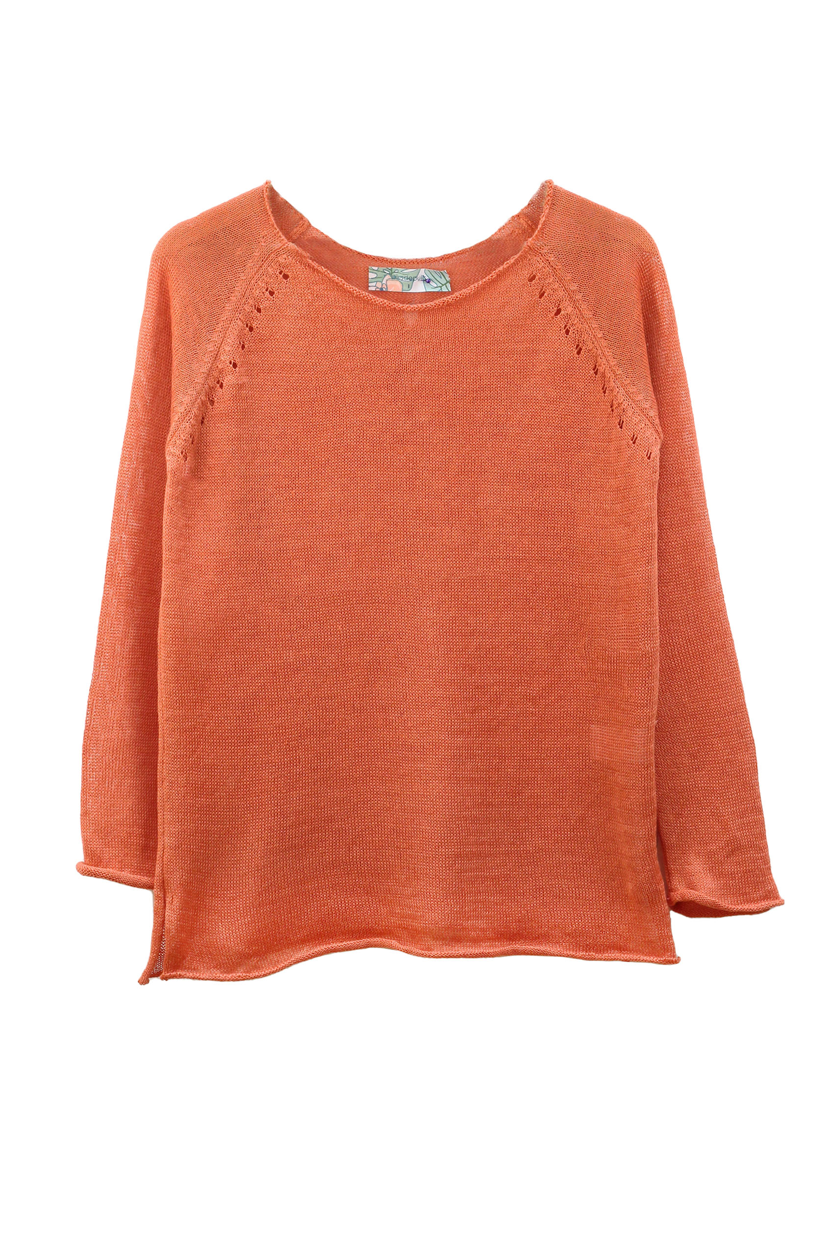 Pull Oseille col bateau 100% lin, Made in France - CITROUILLE 25