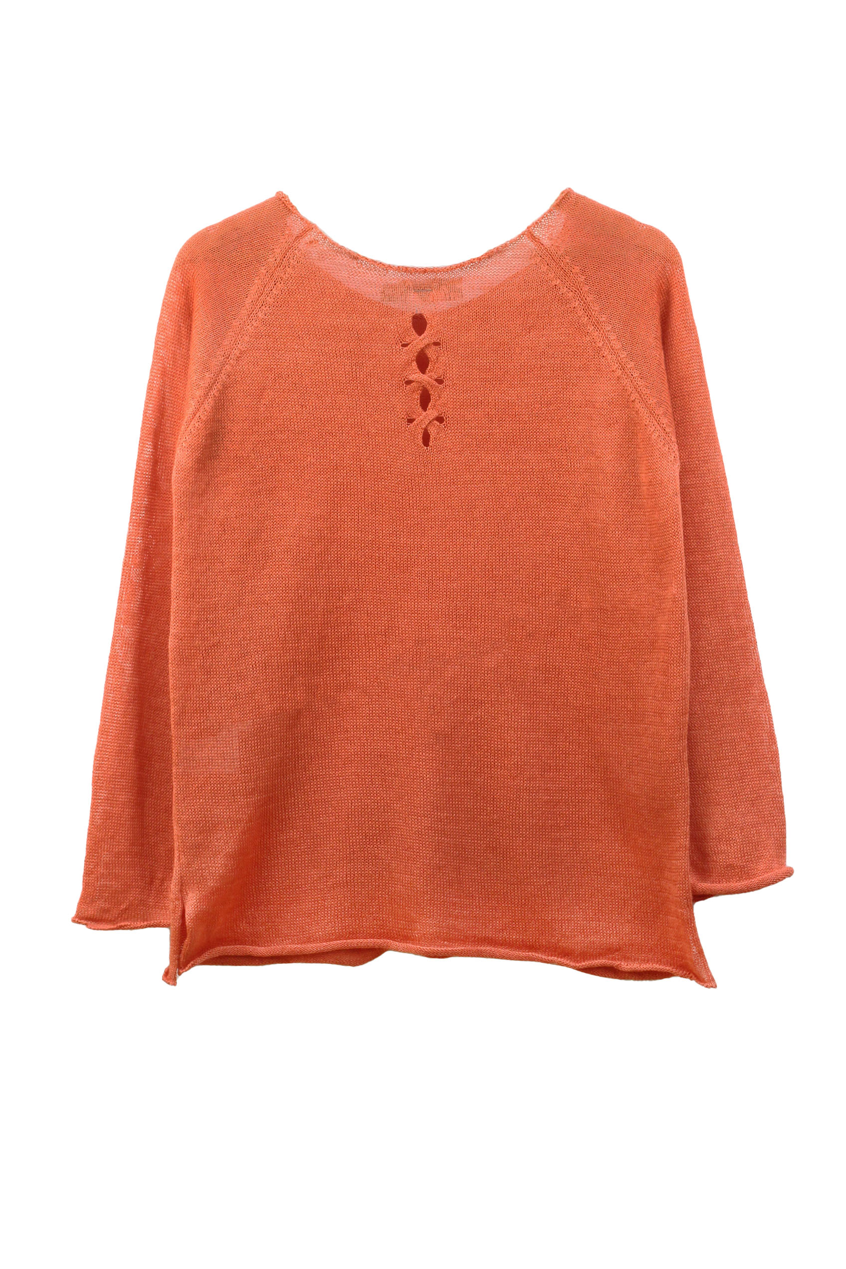 Pull Oseille col bateau 100% lin, Made in France - CITROUILLE 26