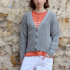 Gilet Baobab GRIS MOYEN 100% Made in France EN LAINE RECYCLÉE