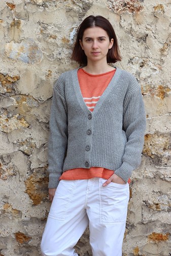 Gilet Baobab GRIS MOYEN 100% Made in France EN LAINE RECYCLÉE