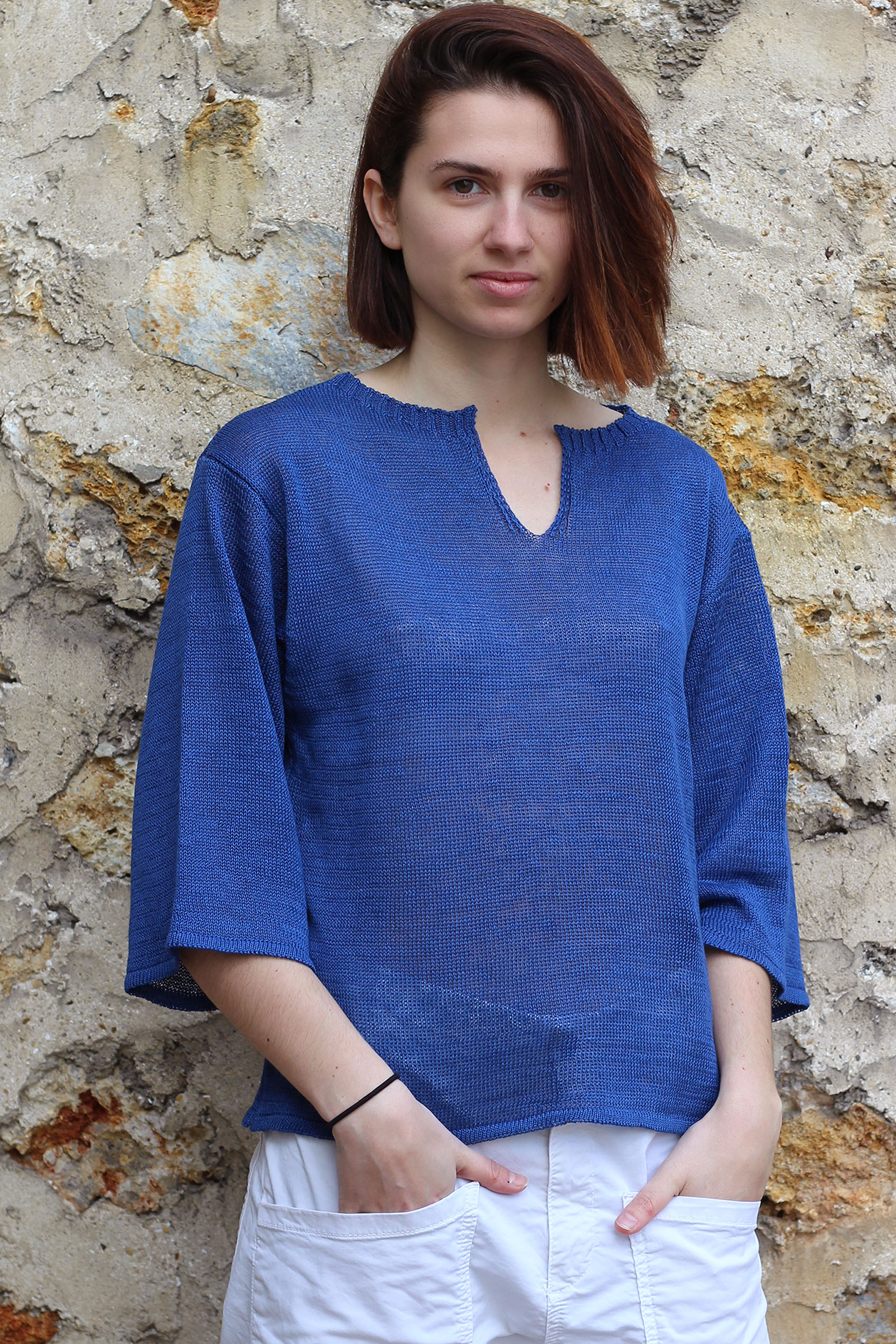 Pull Basilic 100% lin made in France - vert jungle 18