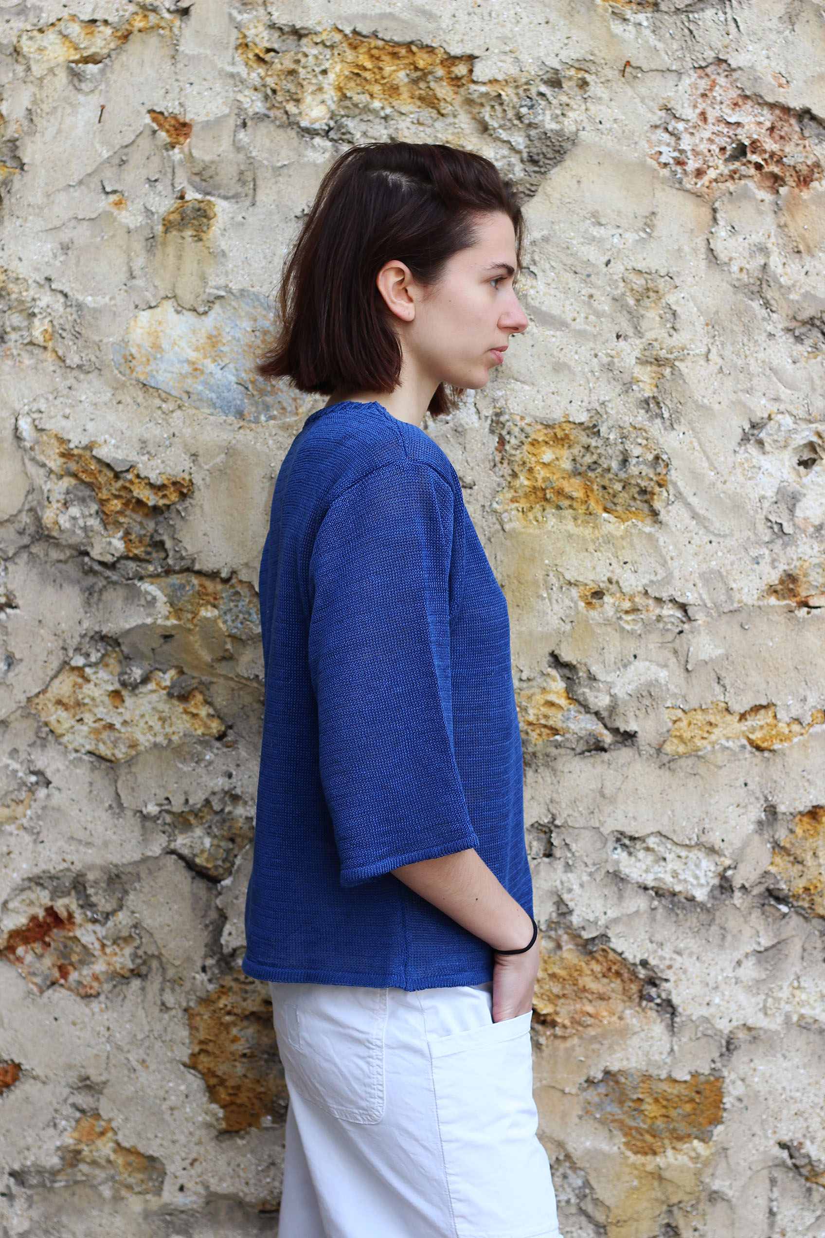 Pull Basilic 100% lin made in France - vert jungle 19