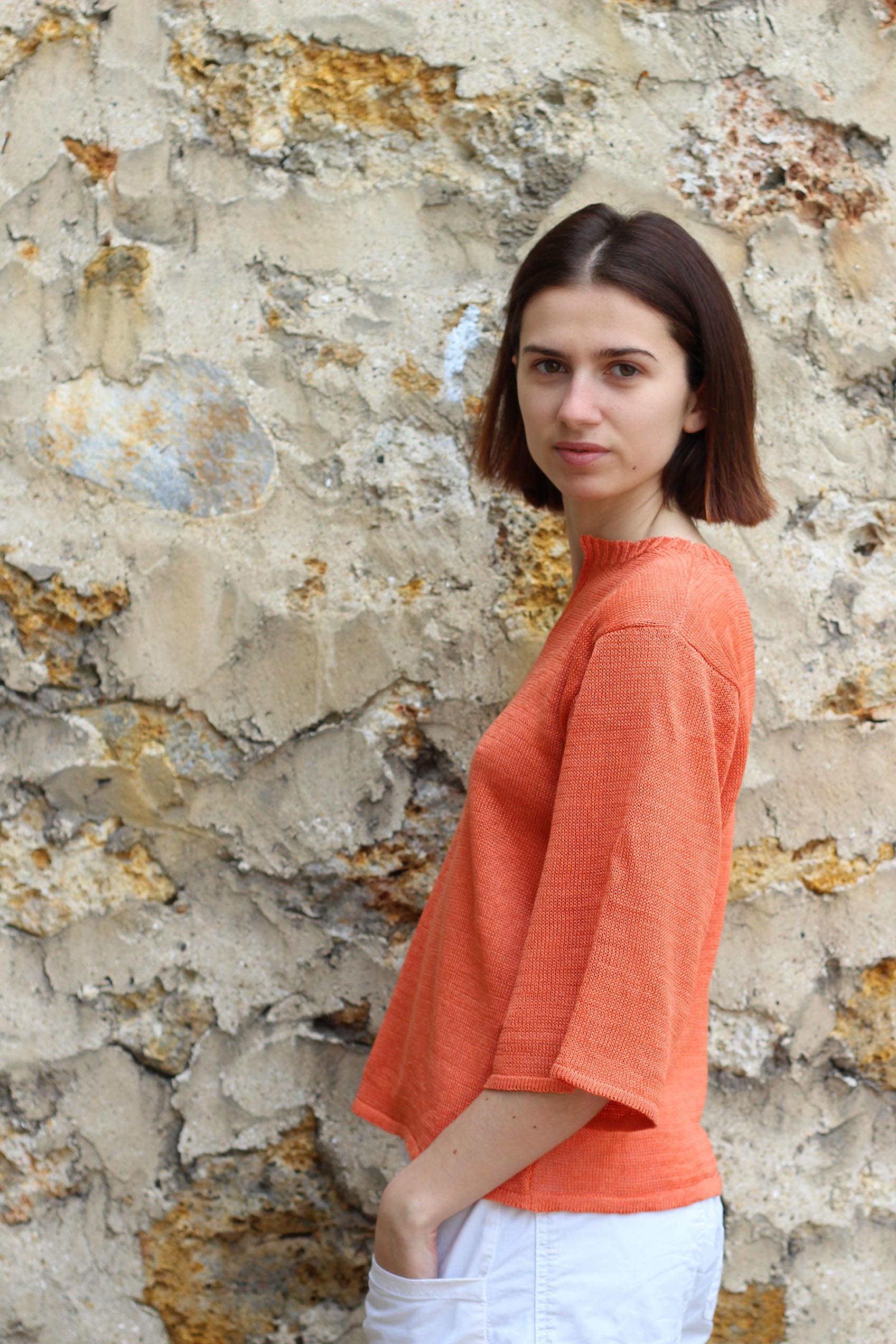 Pull Basilic 100% lin made in France - vert jungle 14