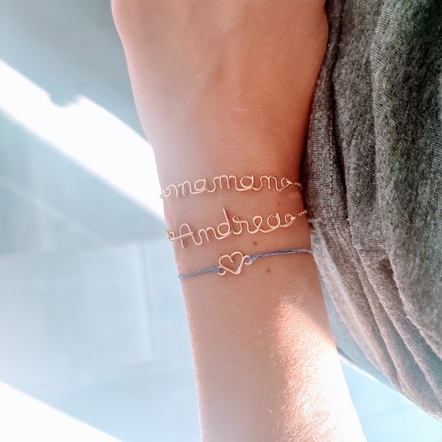 bracelet message maman et prénom personnalisé en Gold Filled 14k