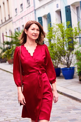 Robe portefeuille co-créé en viscose upcyclée fabriquée en France