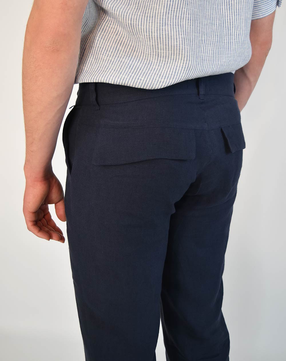 Pantalon Zhineau Droit Homme Lin Écoresponsable de dos