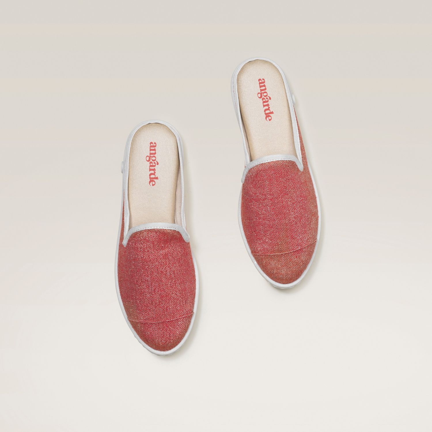 La mule en lin recyclé, rouge paillettes 3